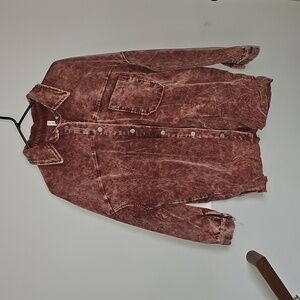 ZENANA Womens NWOTS Gorgeous Corduroy rust mineral wash shacket!! sz Large